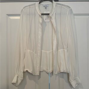 White Sheer Button-Up Blouse